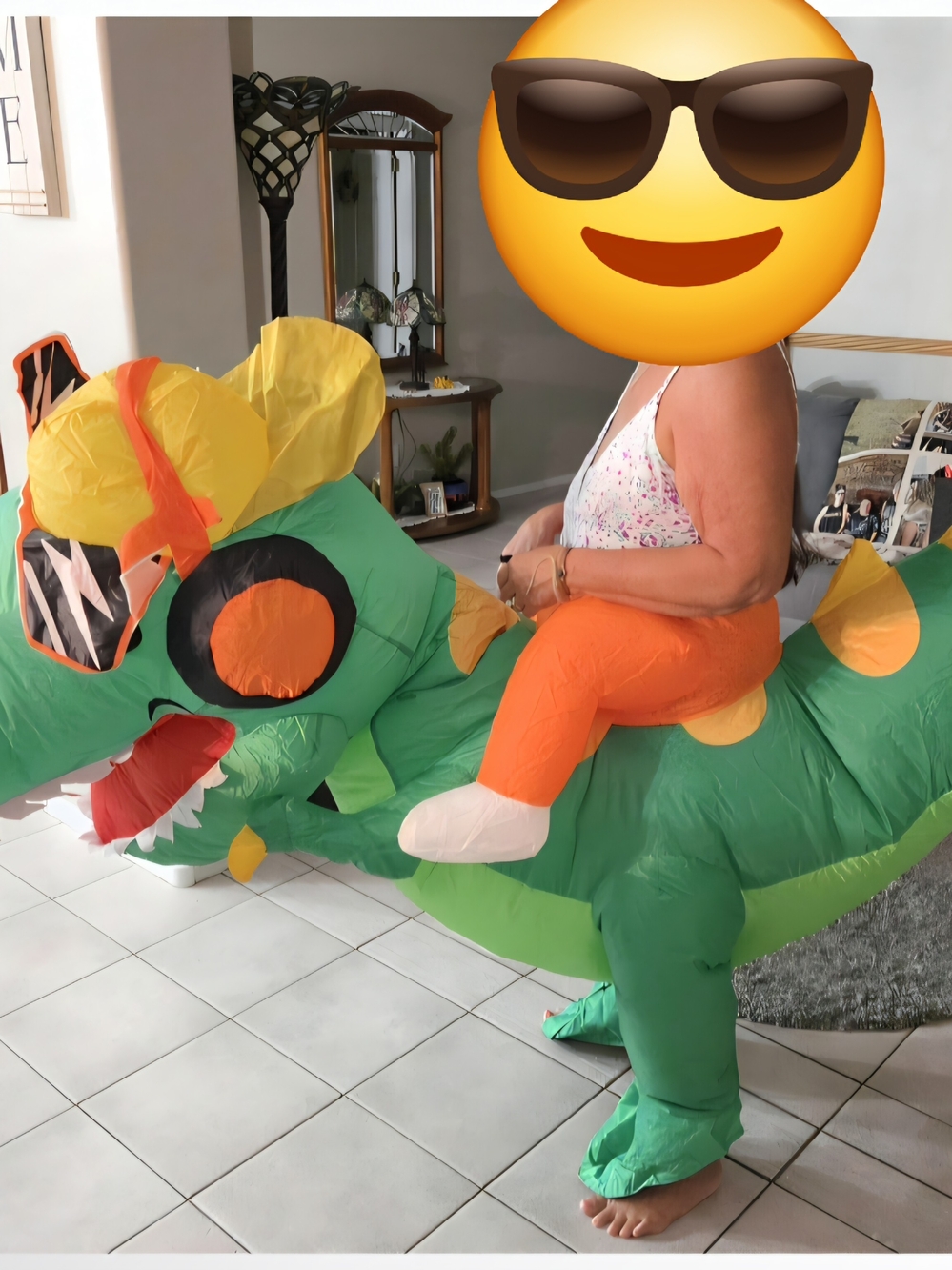 Inflatable Green Dragon Ride-On Costume - Novelty Pet Reptile Outfit